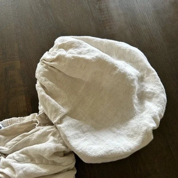 & other stories linen puff sleeve crop top twist front cream - Picture 7 of 11